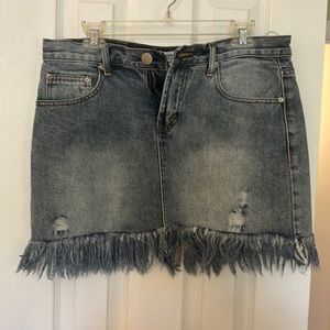 denim mini skirt